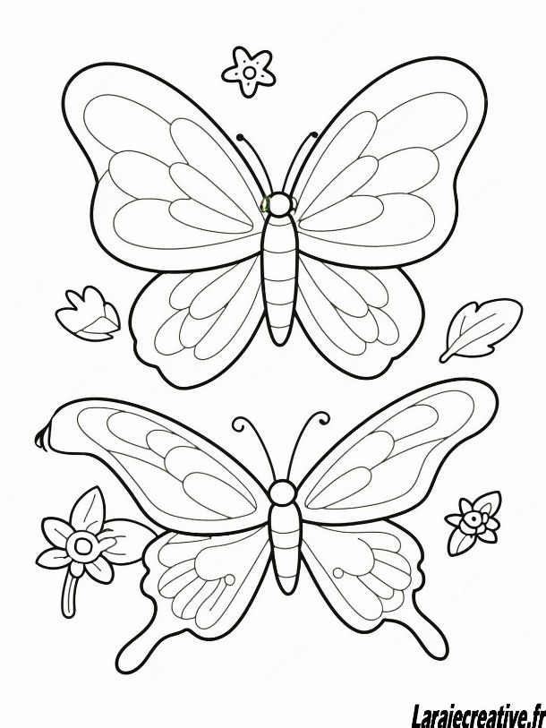Motif de coloriage papillon facile avec des formes basiques pour les jeunes enfants