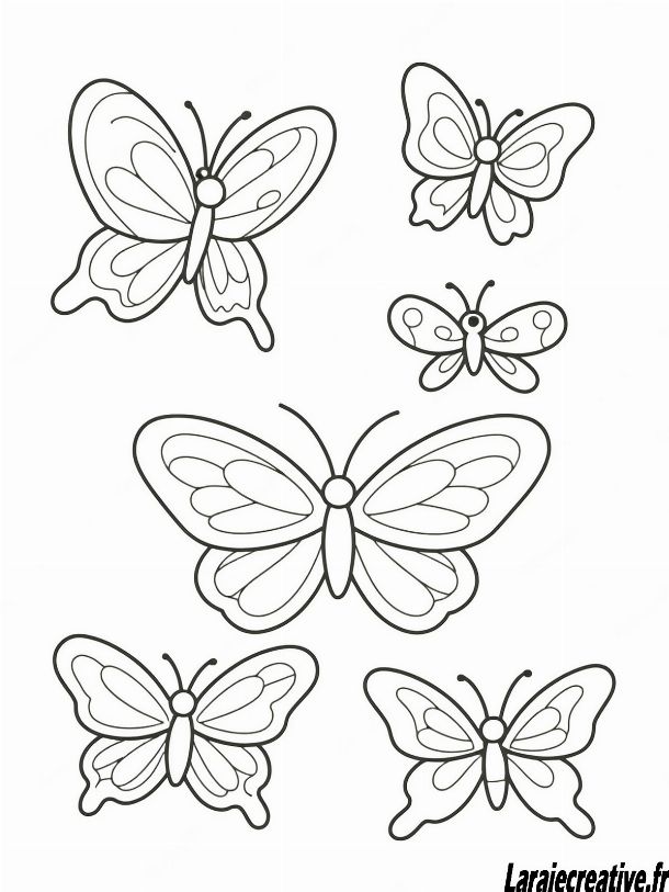 Modèle de coloriage papillon simple aux contours épurés pour enfants débutants