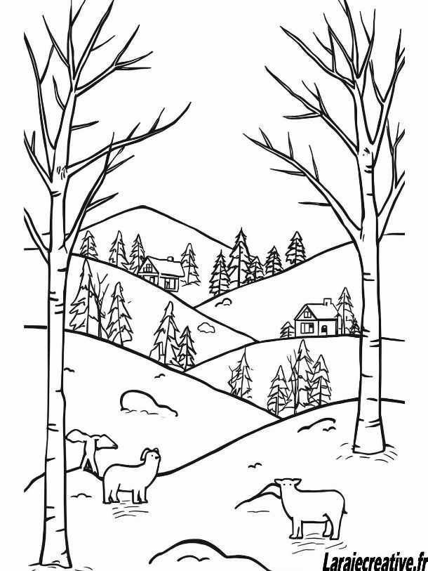 dessin hiver paysage