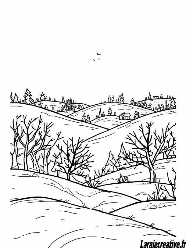 coloriage paysage d hiver a imprimer