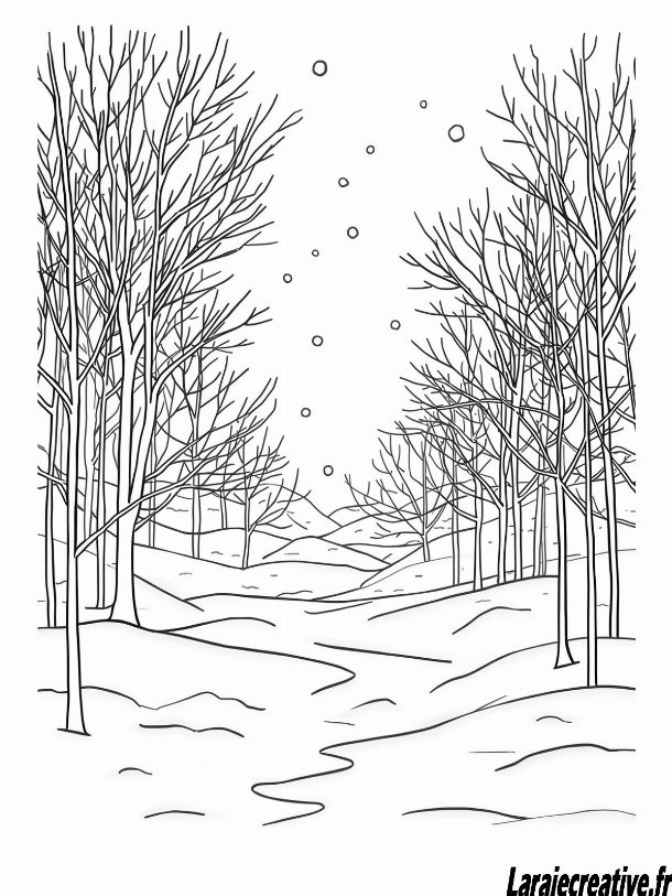 coloriage paysage hiver maternelle