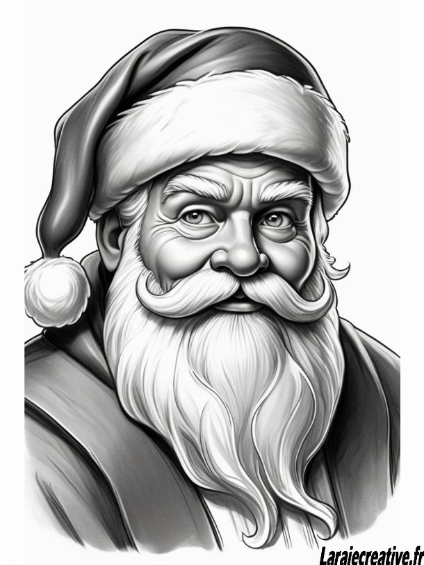 Coloriage portrait Père Noël