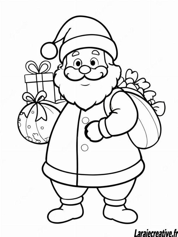 Coloriage  Père Noël  avec cadeaux