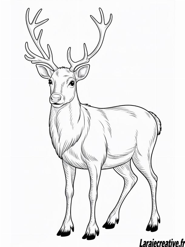 coloriage renne de noel kawaii