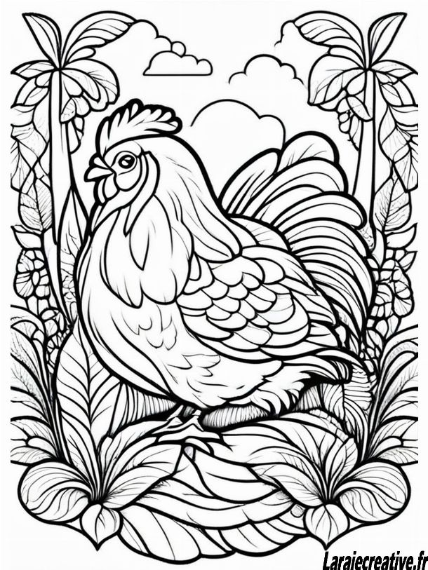 coloriage poule et poussin