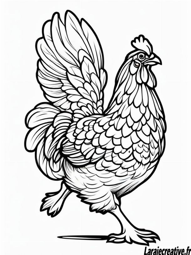coloriage poule rigolote