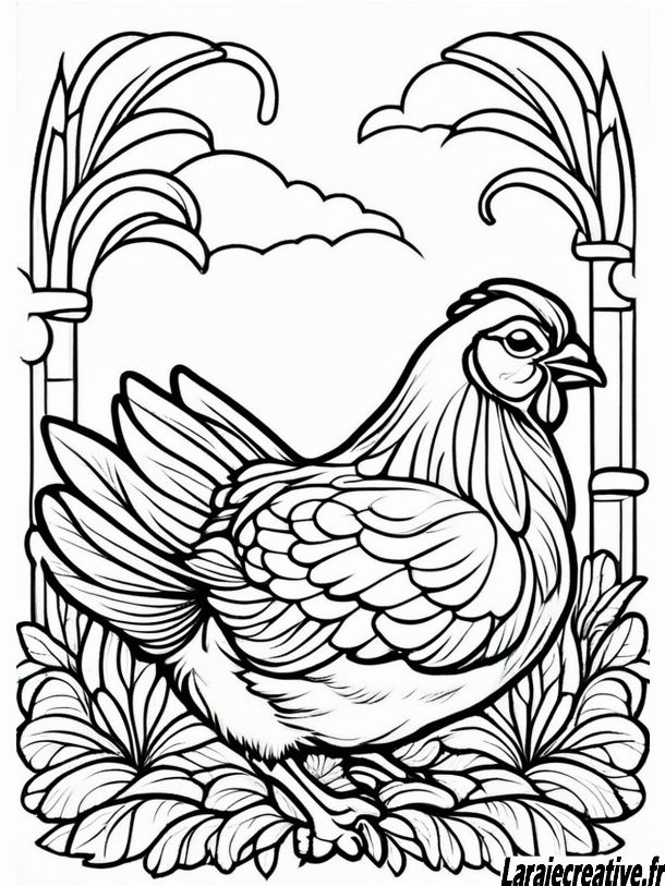 coloriage poule rousse