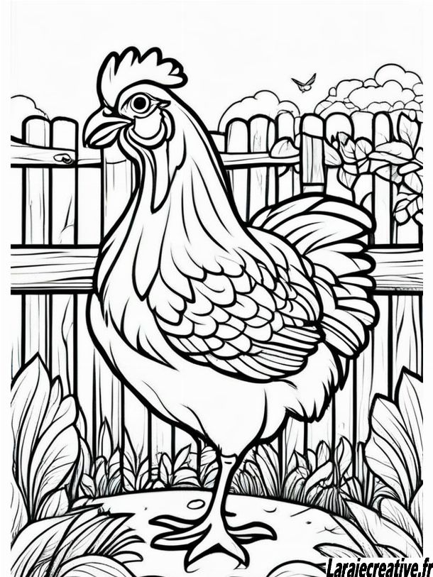 coloriage poule imprimer gratuit en ligne