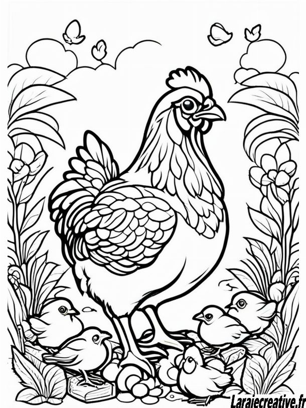 coloriage poule simple