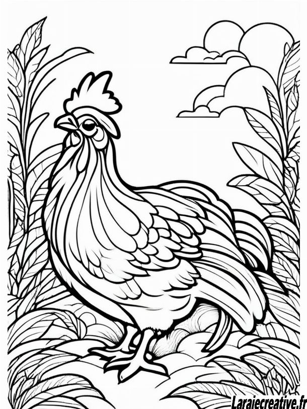 coloriage poule oeufs