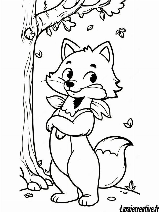 coloriage renard et renardeau