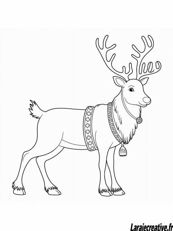 coloriage de cerf de noel a imprimer