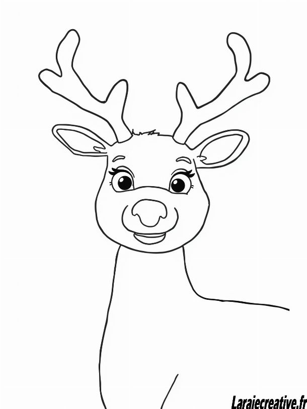 coloriage tete renne de noel