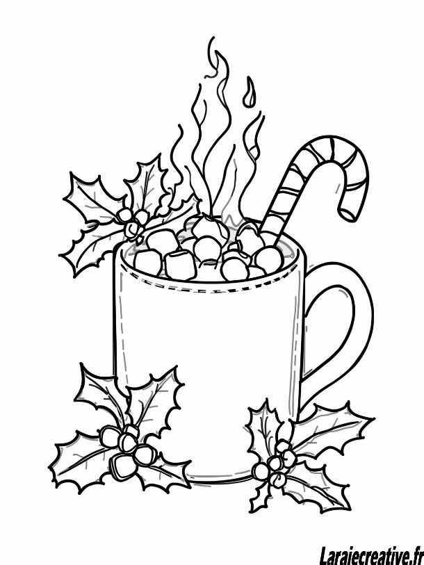 coloriage tasse de chocolat chaud noel a imprimer