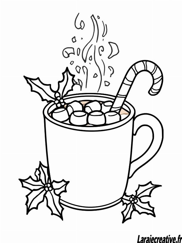 coloriage tasse de chocolat chaud noel