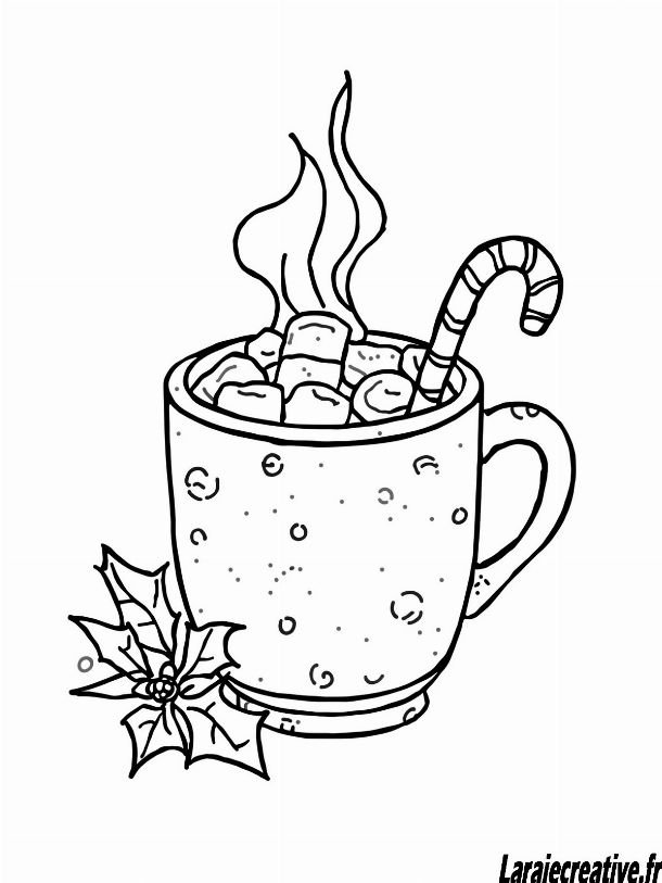 coloriage tasse de chocolat chaud noel gratuit