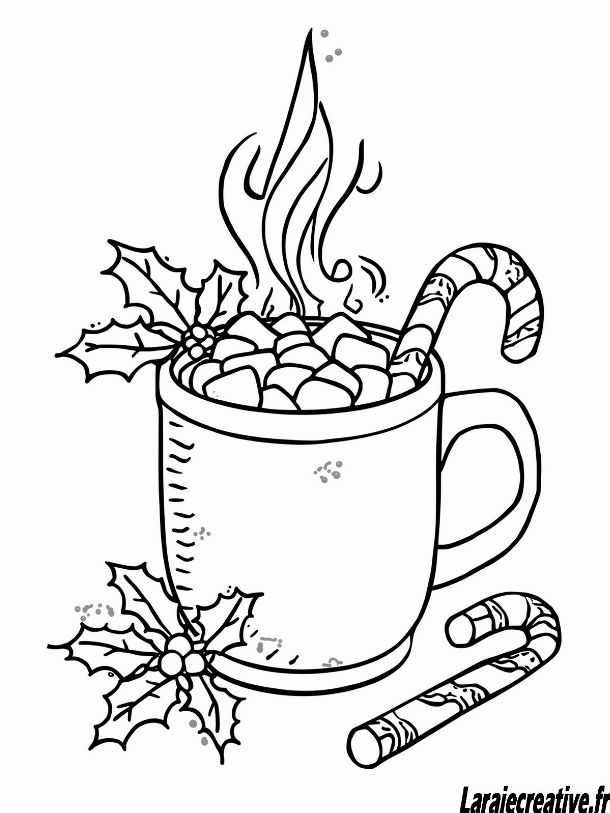 coloriage tasse de chocolat chaud noel a imprimer pdf