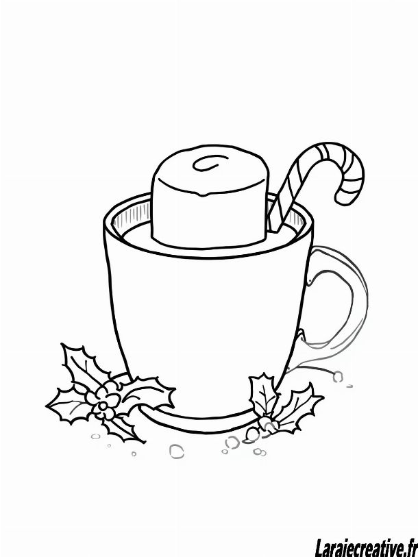 coloriage tasse de chocolat chaud noel a imprimer gratuit