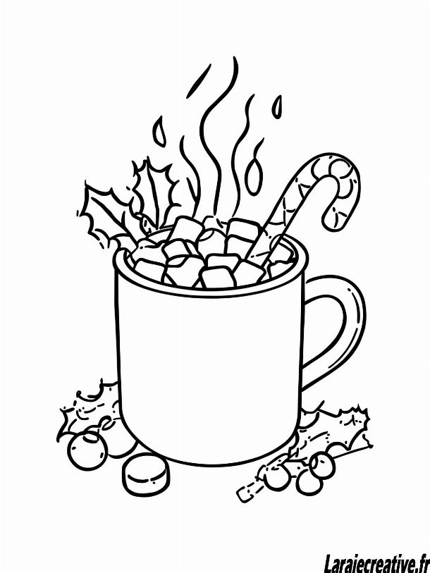 coloriage tasse de chocolat chaud noel facile