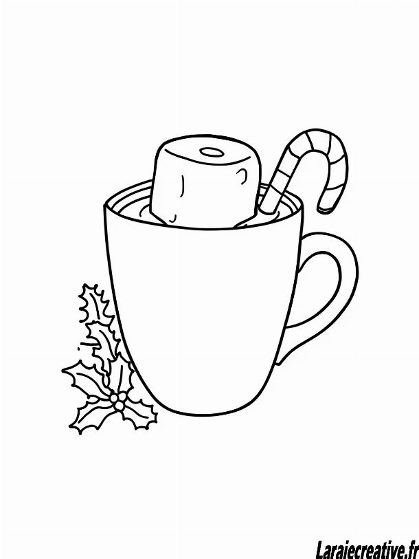 coloriage tasse de chocolat chaud noel facile et gratuit