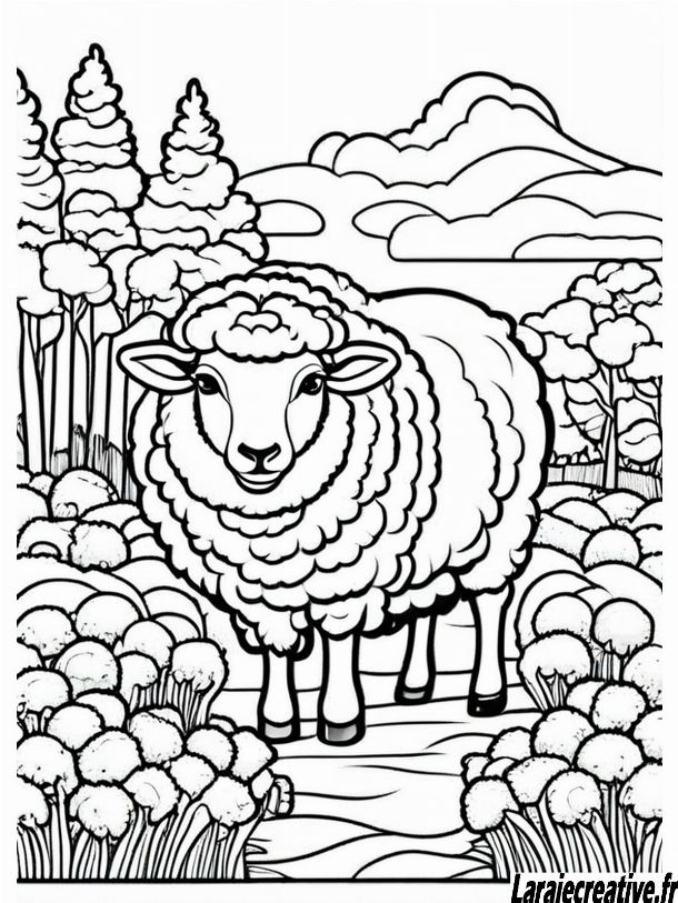 coloriage mouton ferme