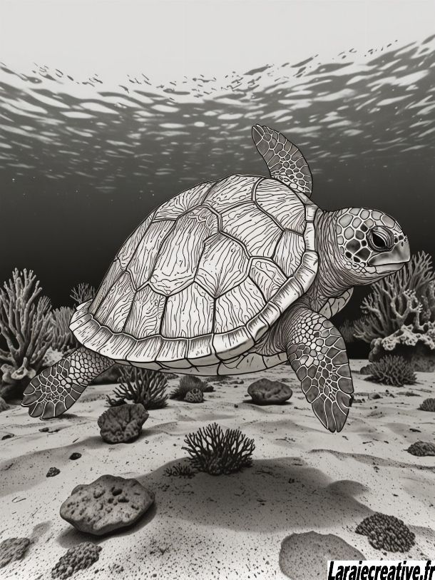 coloriage tortue été maternelle