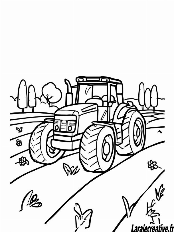 coloriage tracteur facile