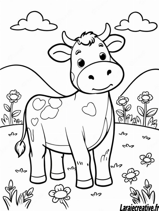 Coloriage de vache en couleur - activités de coloriage en ligne ou à imprimer pour enfants et maternelle
