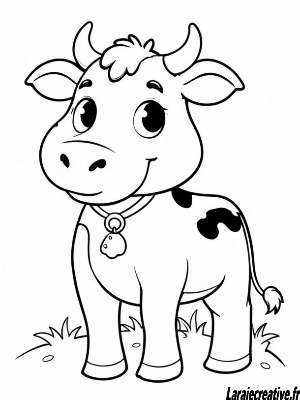Coloriage de vache facile pour enfants - dessin de tête de vache prêt à imprimer et colorier