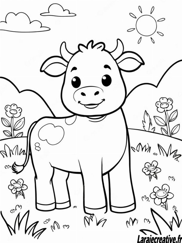 Coloriage de vache et animaux de la ferme - gratuit et à imprimer en PDF pour maternelle et enfants