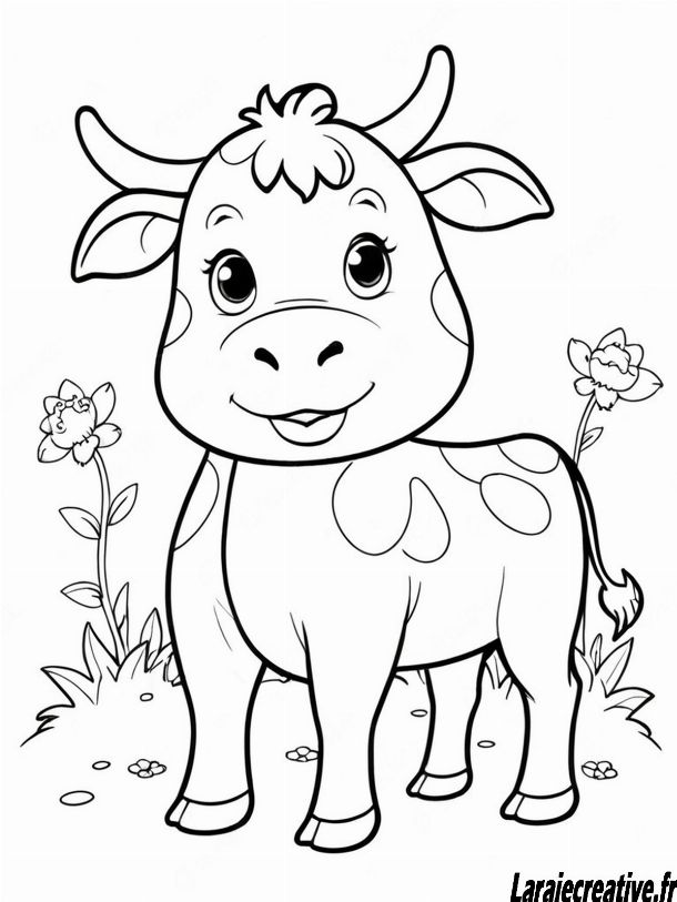 Coloriage de tête de vache mignonne pour enfants, à imprimer gratuitement pour des moments créatifs