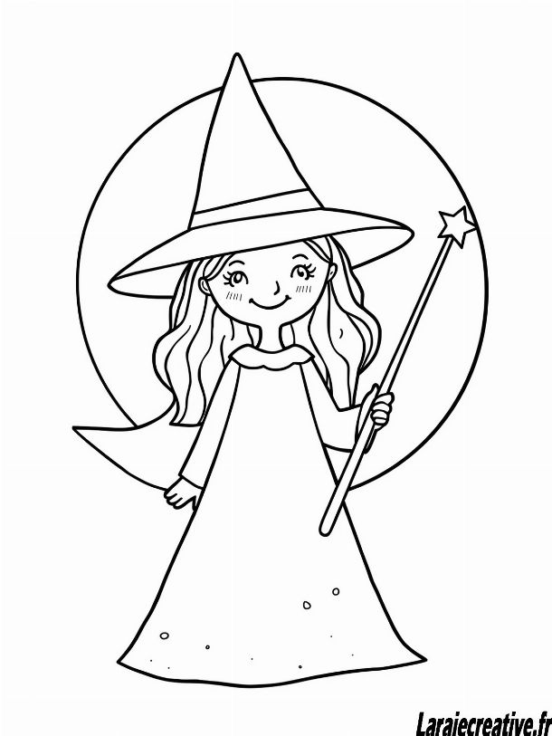 dessin halloween sorciere chat