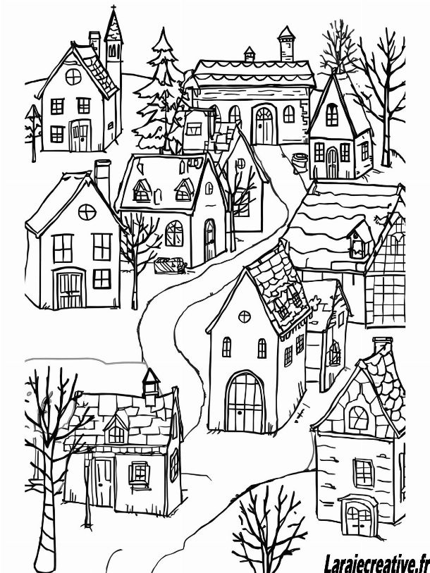 dessin Village de Noel gratuit