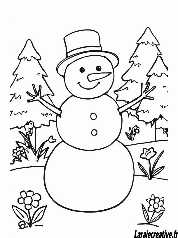dessin bonhomme de neige avec balai