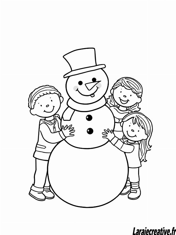 dessin bonhomme de neige avec chapeau