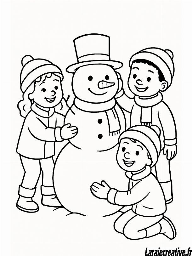 dessin bonhomme de neige assis