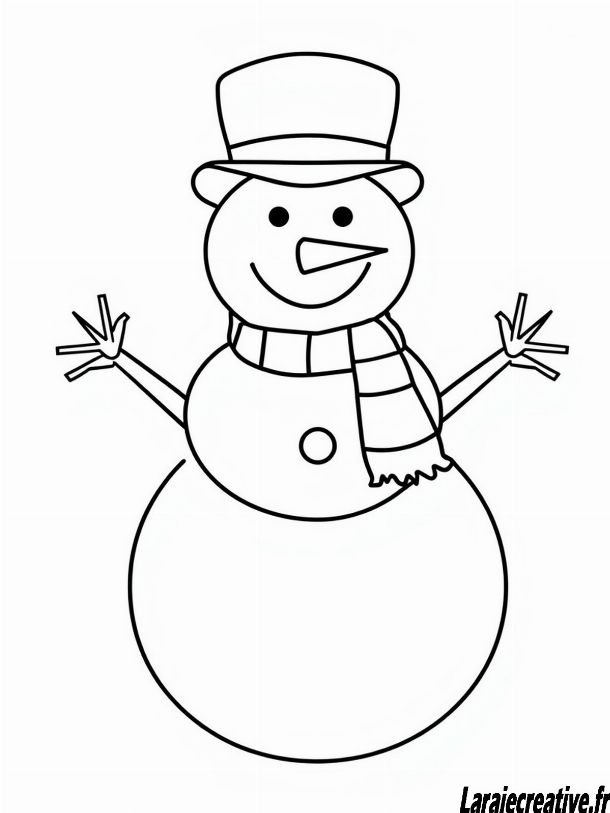 dessin bonhomme de neige pas a pas