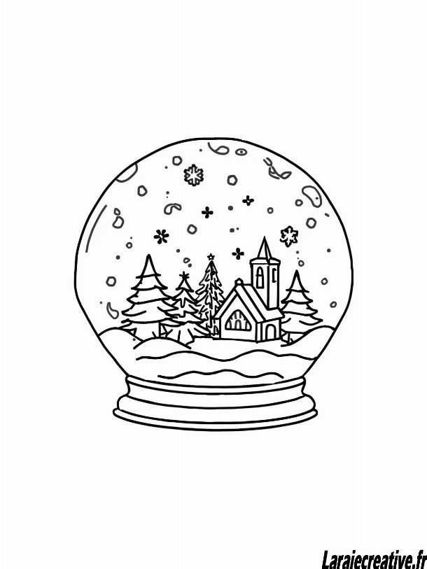 dessin boule a neige noel gratuit