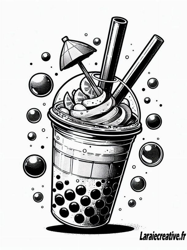 dessin bubble tea gratuit imprimer