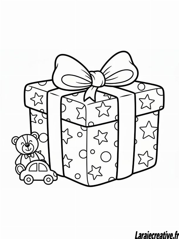 coloriage sapin de noel avec cadeau
