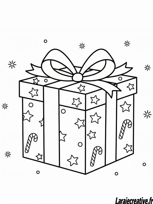dessin cadeau de noel en couleur