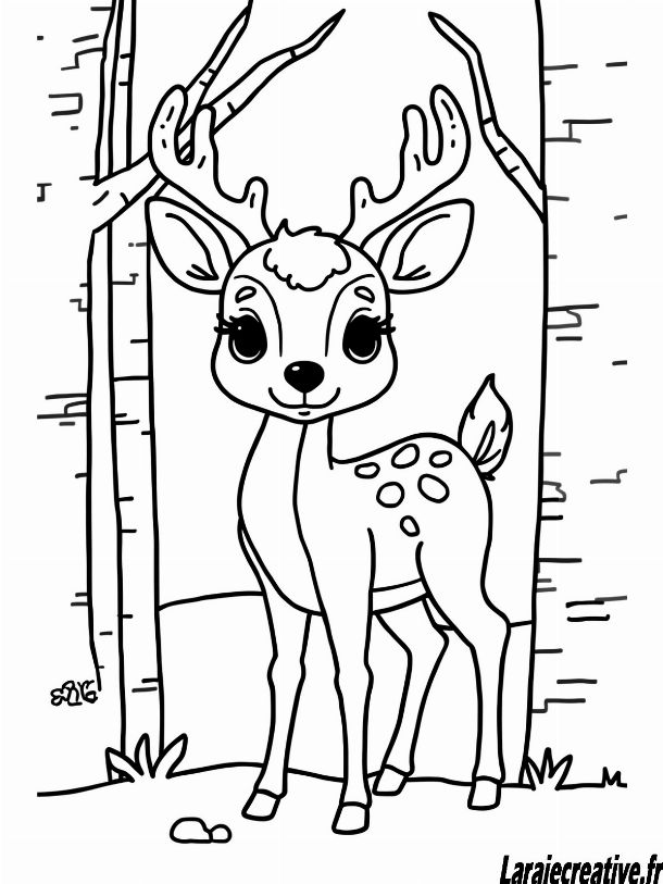 coloriage cerf automne