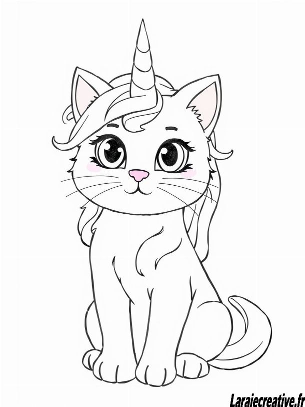 dessin coloriage chat licorne