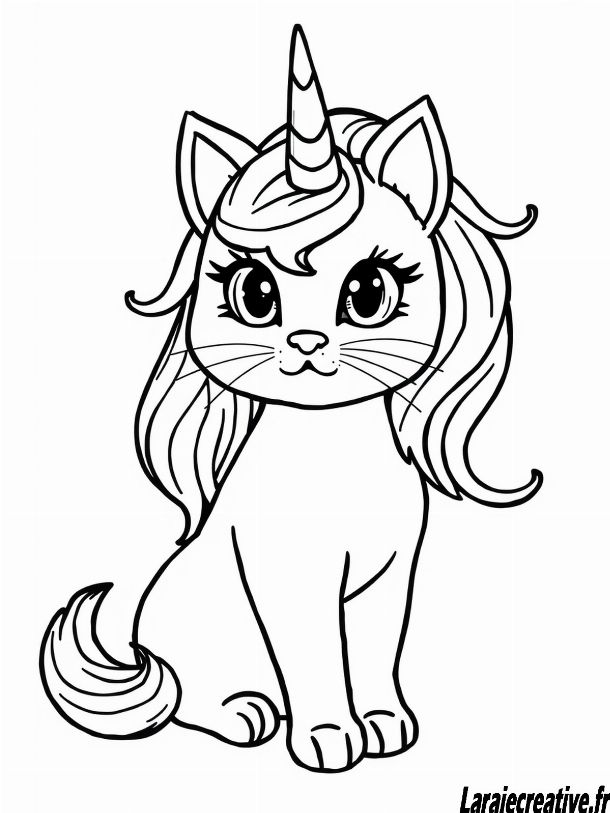 coloriage chat licorne gratuit