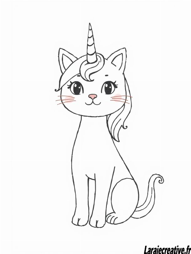dessin chat licorne à imprimer gratuit