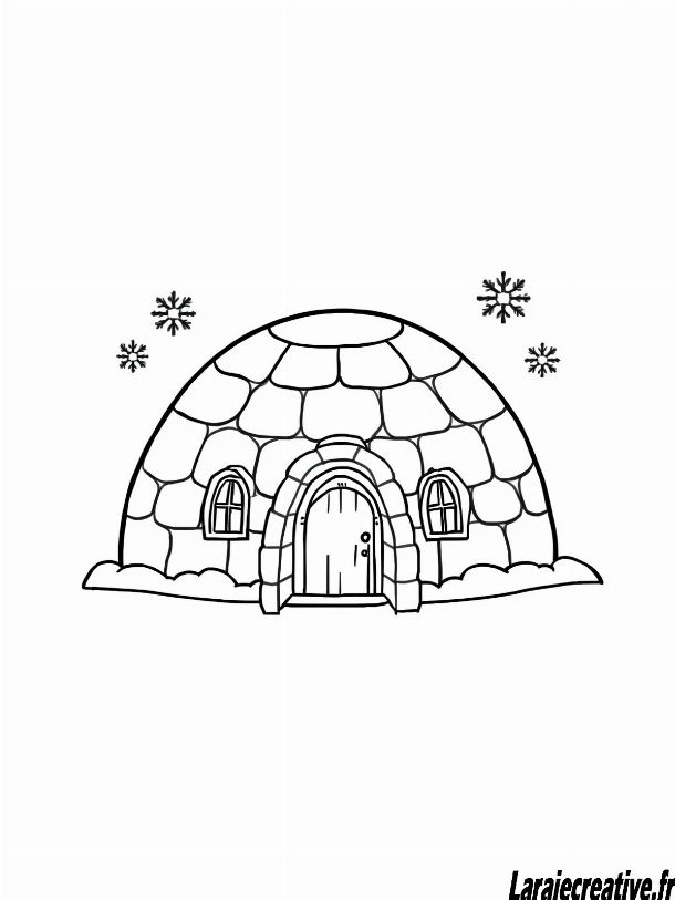 dessin coloriage Igloo de Noël