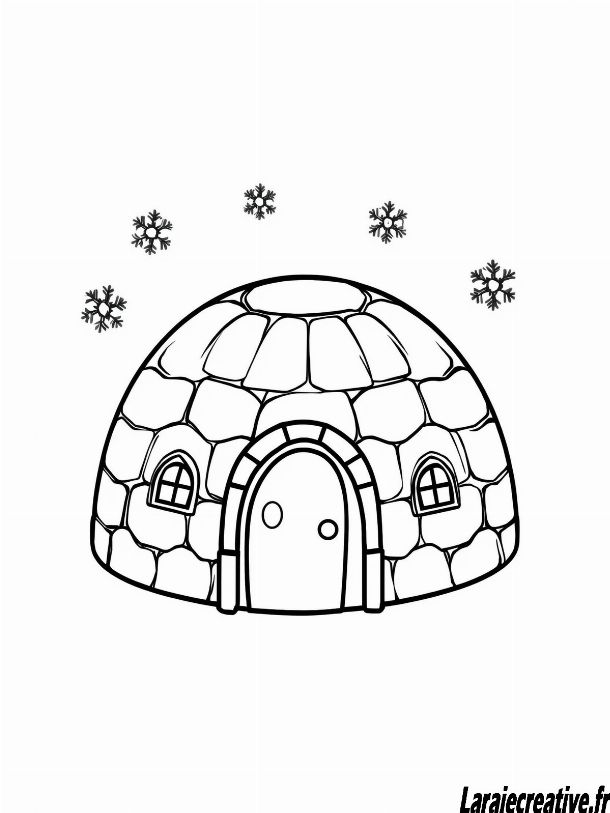 dessin coloriage Igloo de Noël gratuit
