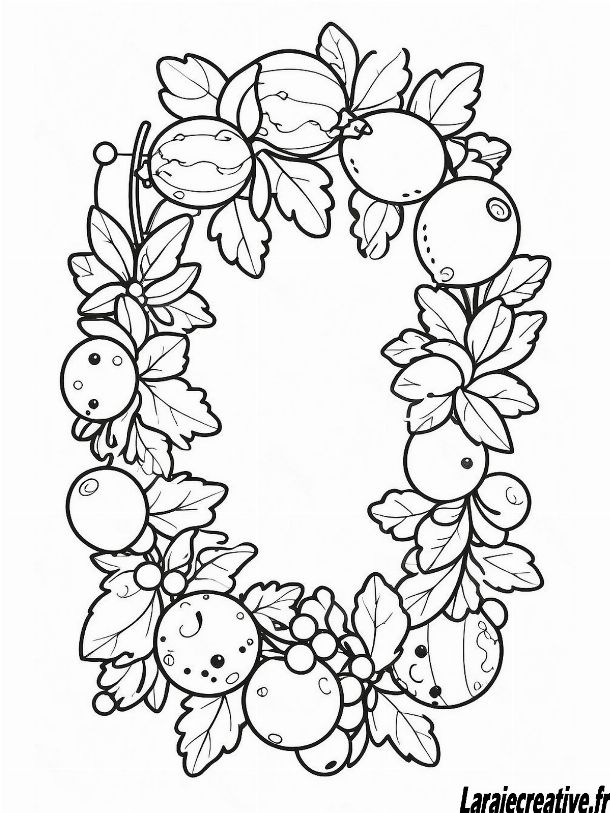 decoration couronne de noel a colorier