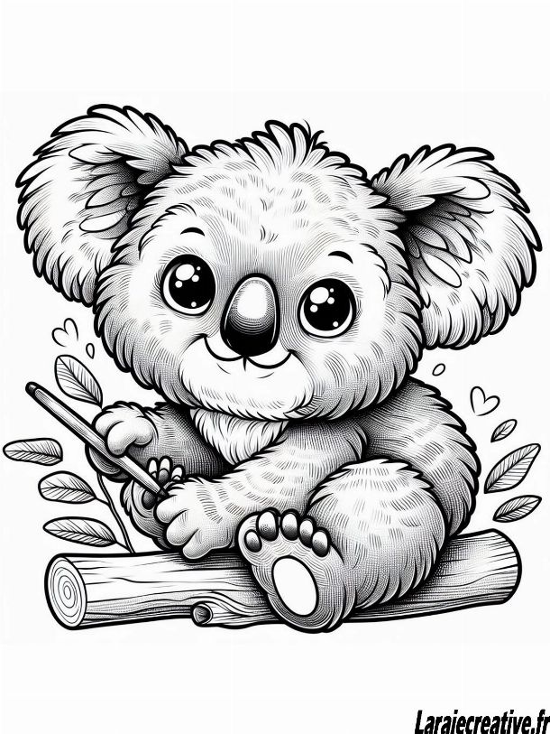 dessin koala sur une branche