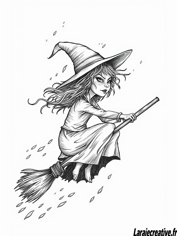 coloriage sorciere halloween maternelle